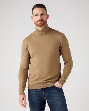 Мужской свитер-водолазка классического кроя светло-коричневого цвета , серый Wrangler. Цвет: коричневый