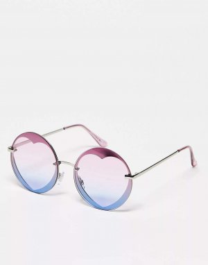 Фествиальные солнцезащитные очки в форме круглого сердца с фиолетовым/синим эффектом омбре Jeepers Peepers