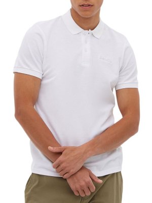 Однотонная футболка-поло с тисненым логотипом, белый Bench