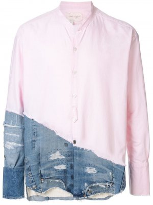 Джинсовая рубашка с эффектом потертости Greg Lauren. Цвет: розовый