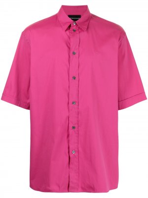 Рубашка с короткими рукавами и заостренным воротником Emporio Armani. Цвет: красный