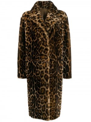 Однобортное пальто с леопардовым принтом Liska. Цвет: нейтральные цвета