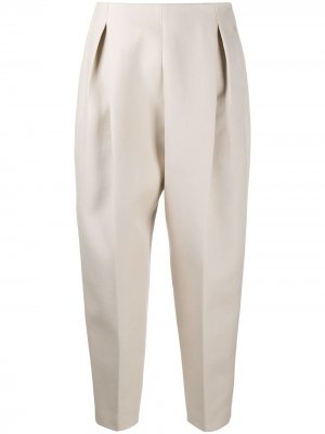 Укороченные брюки со складками и завышенной талией Agnona. Цвет: бежевый