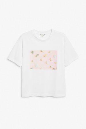 Хлопковая футболка с принтом морских ракушек, розовый Monki