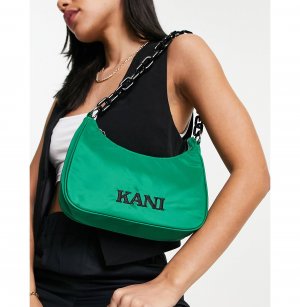 Зеленая атласная ретро-сумка Karl Kani
