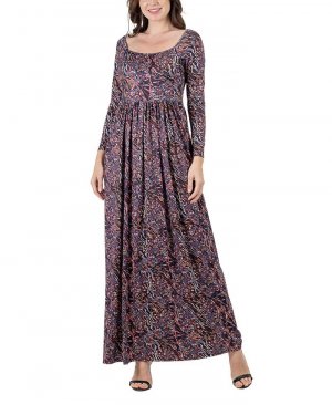 Женское плиссированное платье макси с длинными рукавами и цветочным принтом 24seven Comfort Apparel, мультиколор Apparel