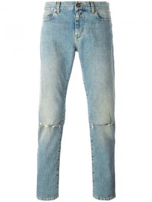 Рваные джинсы кроя скинни Saint Laurent. Цвет: синий