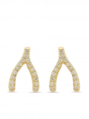 Серьги-гвоздики из желтого золота с бриллиантами Jennifer Meyer. Цвет: золотистый