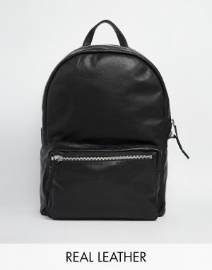 Черный кожаный рюкзак American Apparel. Цвет: черный
