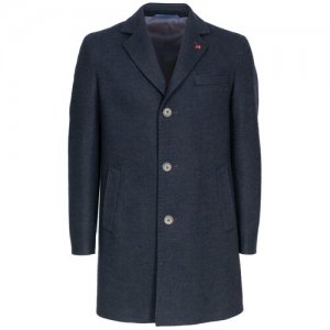 Пальто демисезонное, шерсть, силуэт прямой, укороченное, карманы, размер 50, синий, коричневый ASTOR. Цвет: синий/коричневый