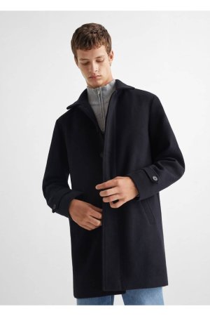 Классическое пальто с воротником , темно-синий Mango