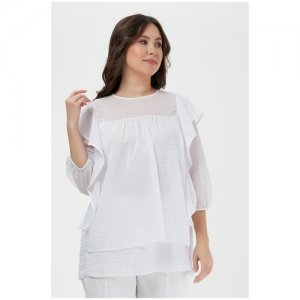 Блуза Olsi, повседневный стиль, прямой силуэт, укороченный рукав, размер 70, белый plus size OLS. Цвет: белый