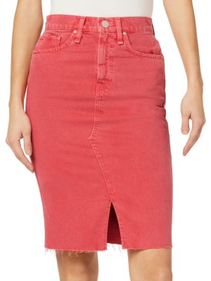 Реконструированная джинсовая юбка длиной до колена , красный Hudson