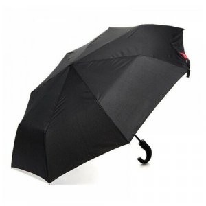 Зонт , механика, 2 сложения, купол 100 см., 10 спиц, чехол в комплекте, черный Kamukamu. Цвет: черный