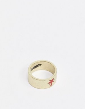 Золотистое кольцо с гравировкой пальмы -Золотой Classics 77