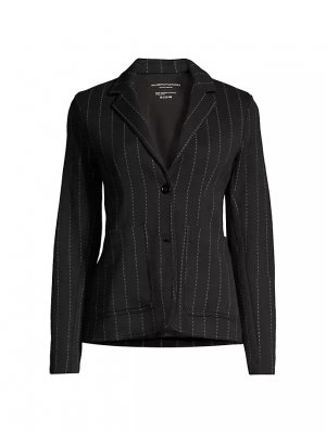 Шерстяно-хлопковый пиджак в пунктирную полоску , цвет noir Majestic Filatures