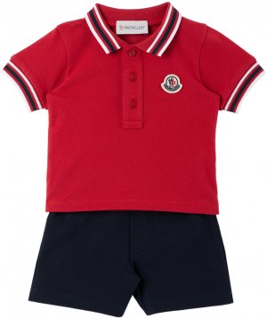 Комплект из поло и шорт Baby Red & Navy, красный Moncler Enfant