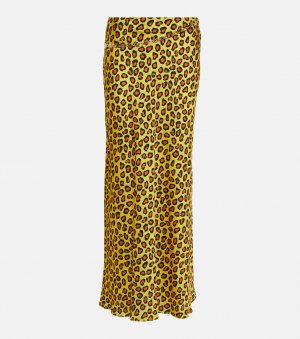 Атласная юбка-комбинация с леопардовым принтом и цепочками PACO RABANNE, разноцветный Rabanne