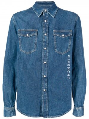 Джинсовая рубашка с вышивкой логотипа Givenchy. Цвет: синий