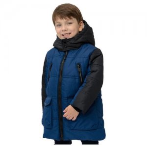 Темно-синее зимнее пальто , размер 122, модель 220BBBMC45021000 Button Blue. Цвет: синий/черный