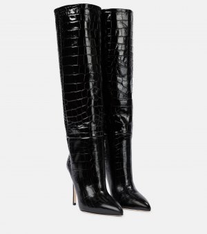 Сапоги Croc-effect Leather Knee-high, черный (Размер 36.5 RU) Paris Texas