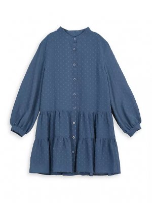 Многоярусное платье с вышивкой для девочки , цвет denim blue Mini Molly