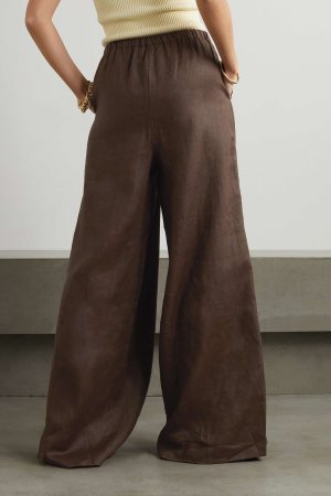 JOSLIN широкие льняные брюки Sophia, коричневый