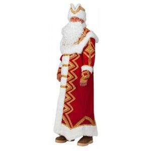 Карнавальный костюм «Дед Мороз Великолепный», шуба, шапка, варежки, борода, мешок, р. 54-56 RusExpress