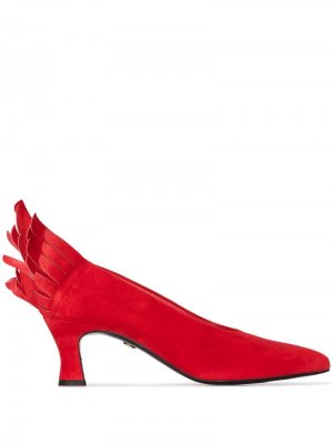 Туфли-лодочки из коллаборации с Andrée Putman Charles Jourdan. Цвет: красный