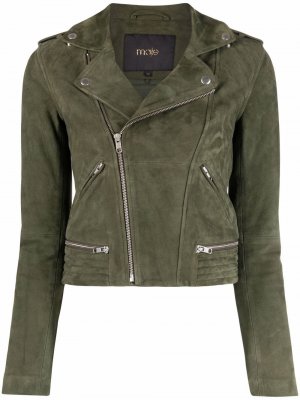 Suede biker jacket Maje. Цвет: зеленый