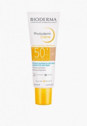Крем солнцезащитный Bioderma Фотодерм тональный 50+ Светлый оттенок, 40мл. Цвет: бежевый