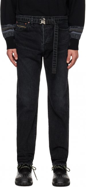 Черные прямые джинсы sacai