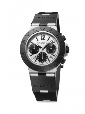 Часы-хронограф с алюминиевым, титановым и каучуковым ремешком , черный BVLGARI