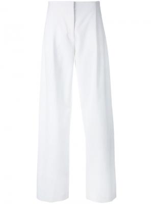 Прямые брюки со складками Cédric Charlier. Цвет: белый