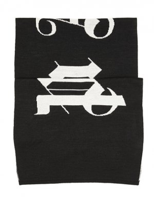 Женская шерстяная шаль с черно-белым логотипом Palm Angels