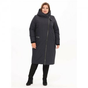 Пальто зимнее кармельстиль большие размеры стеганное зима 56 размер Karmel Style. Цвет: синий