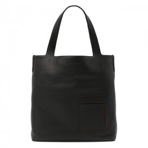 Кожаная сумка-шопер Ermenegildo Zegna. Цвет: чёрный
