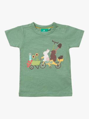 Летняя футболка Baby из органического хлопка Bottom Of Garden, зеленый хаки/разноцветный Little Green Radicals