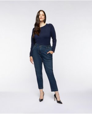 Женские прямые джинсы свободного кроя с эластичной резинкой на талии , синий Fiorella Rubino