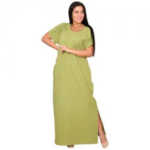 Платье женское Миллена Шарм 22174 50р длинное льняное летнее повседневное MillenaSharm. Цвет: зеленый