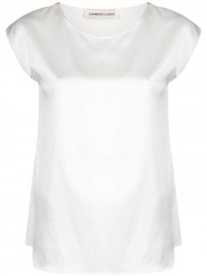 Атласная блузка с короткими рукавами Lamberto Losani. Цвет: нейтральные цвета