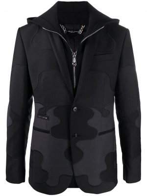 Многослойный пиджак с камуфляжным принтом Philipp Plein. Цвет: серый