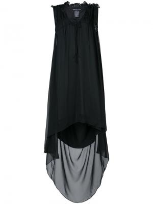 Платье с рюшами и неравномерным подолом Thomas Wylde. Цвет: черный