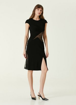 Черное прозрачное коктейльное платье миди Givenchy