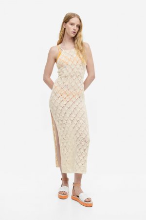 Вязаное крючком пляжное платье , светло-бежевый H&M