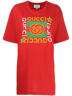 Футболка оверсайз с логотипом Gucci. Цвет: красный