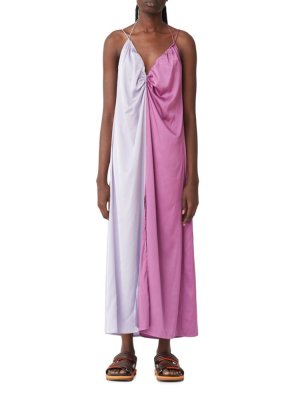 Двухцветное атласное платье миди Pisces Blanca, фиолетовый BLANCA