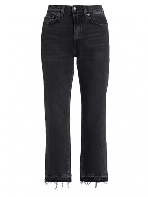Укороченные прямые джинсы Logan с высокой посадкой и свободным краем , цвет licorice 7 For All Mankind