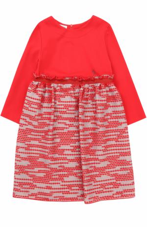 Мини-платье джерси с завышенной талией и декором на юбке I Pinco Pallino. Цвет: красный
