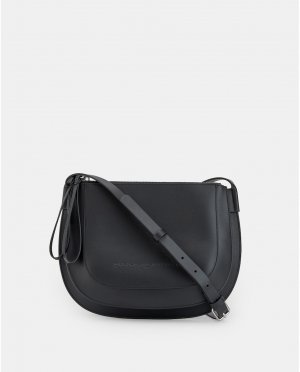 Женская сумка на плечо из яловой кожи черного цвета молнии , черный Adolfo Dominguez